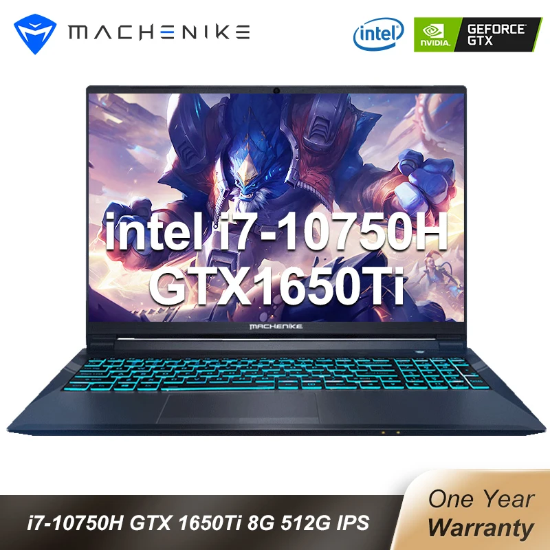 Machenike T58-VB i7 portátil de juegos i7 10750H GTX 1650Ti 8GB RAM 512G SSD 15,6 Ultra frontera IPS i7 portátil de Metal shell
