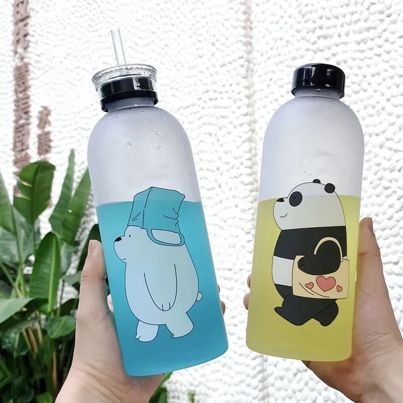 Милая пластиковая бутылка для воды с рисунком медведя панды 1000 мл мультяшная