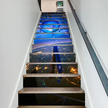 

13 Pcs Stair Sticker Beautiful View Ball Self Adhesive Decal Home Decor Paper for Living Room PVC Waterproof 3D Print Photo Art