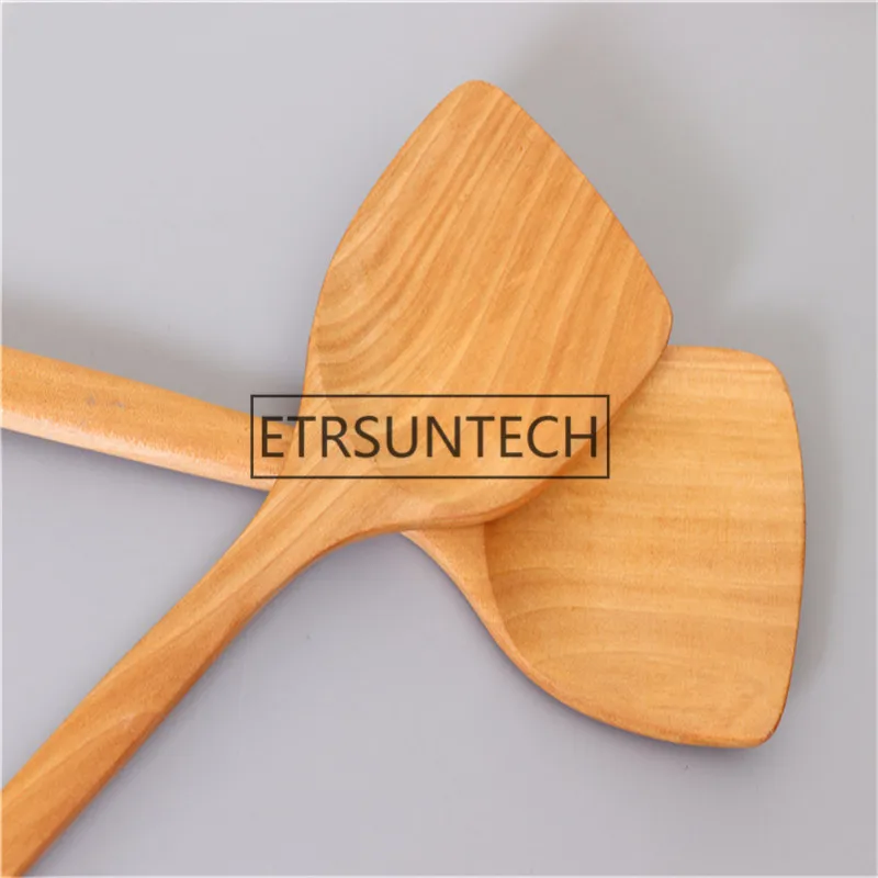 100Pcs Wooden shovel Handmade Kitchen Tableware Cooking Utensils Dinner Food Non Stick Wok Shovels Supplies Eco Friendly