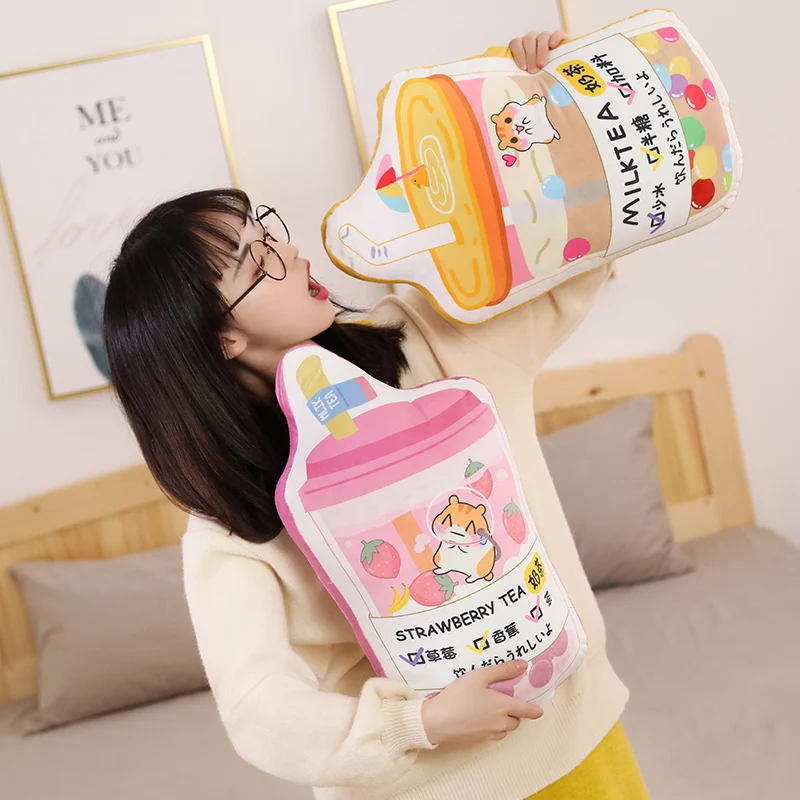 

Lovely 50CM Hamster Milk-tea Pillow Plush Toy Soft Stuffed Doll Double-sided Printing Cushion Cute Gift For Girls Creative Gifts