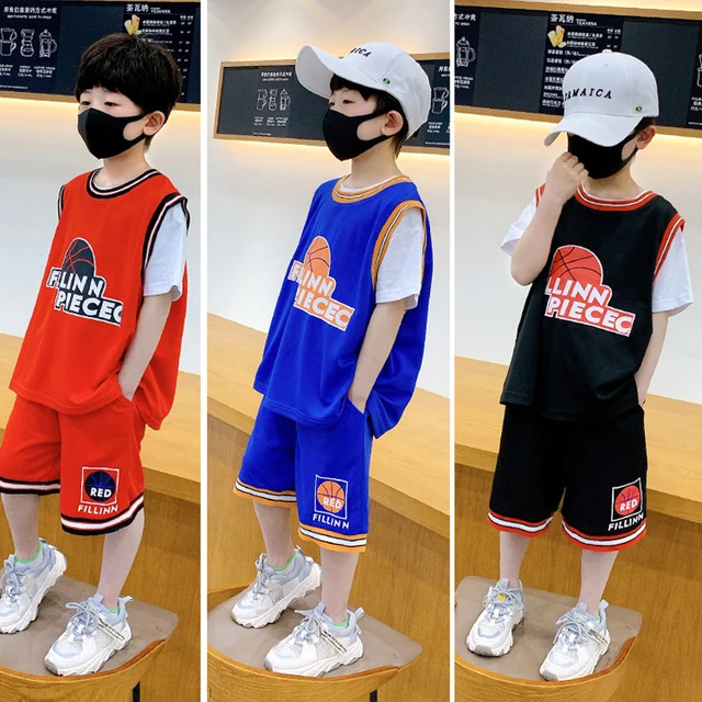 Children's Two-piece Suit for Boys Summer Sports Suit Kids Basketball Jersey  - AliExpress