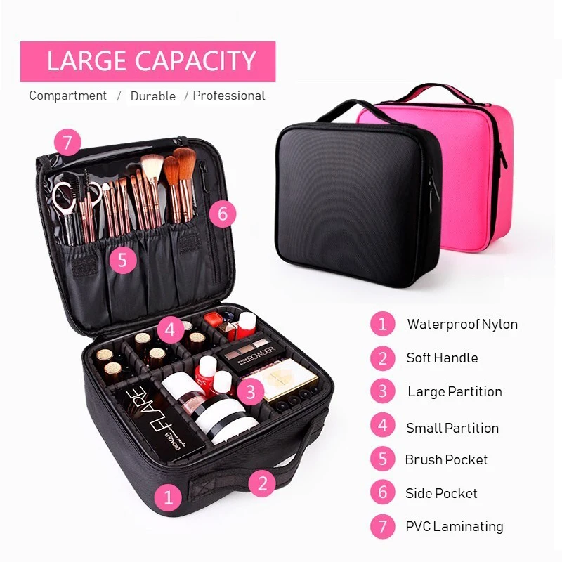 New Professional Toiletry Bags Cosmetic Case Organizer Women Travel Make Up Box Big Capacity Cosmetics Suitcases for Makeup