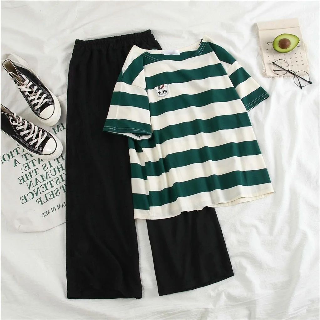 

Summer Sleepwear Cute Home Suit for Women's Long Pants Female Plus Size Casual Cotton Underwear Pajamas Sets Outfits Sailor