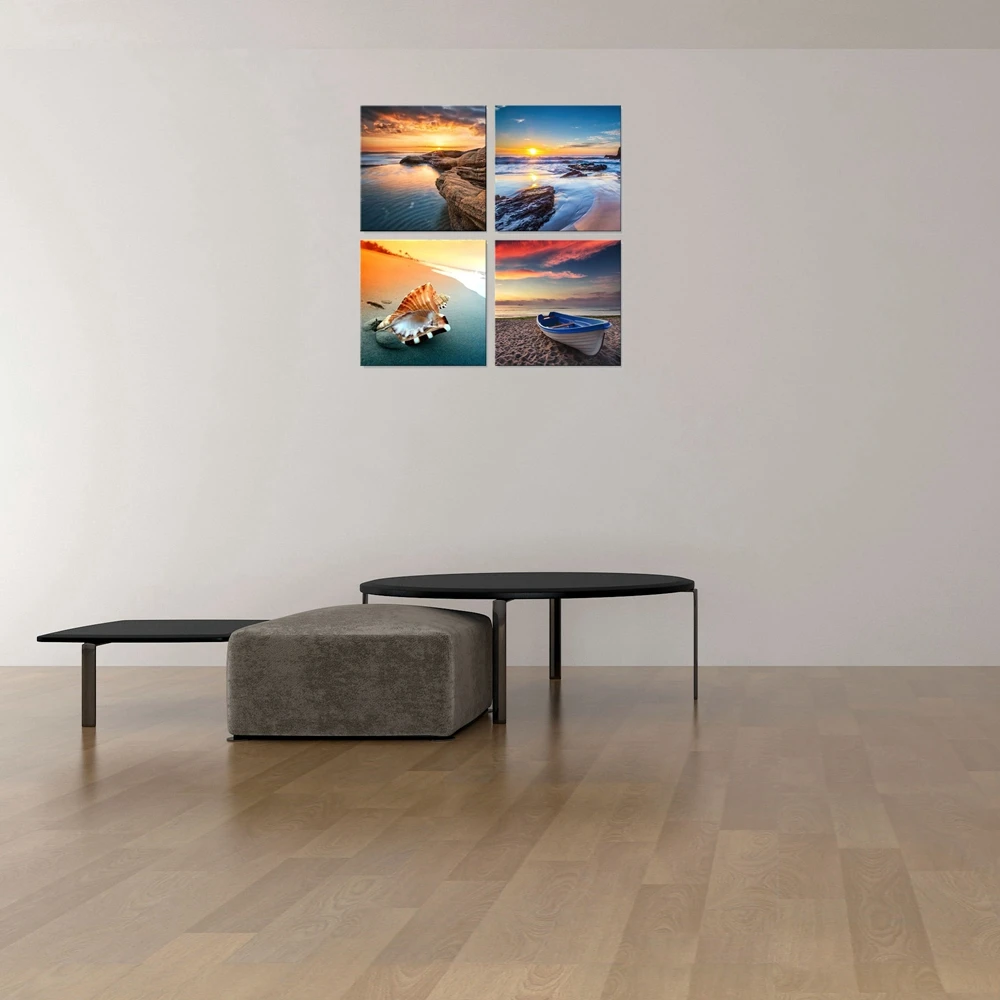 

Bathroom Decor Modern Canvas Print Ocean Beach Bridge Sunset Lake Wall Art Landscape Canvas Painting for Office Room Home Decor