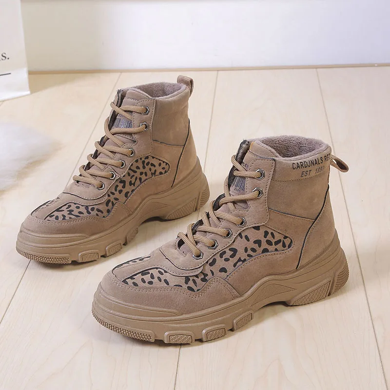 

2019 Winter Shoes Woman Warm Snow Boots Women Suede Leather Ladies Ankle Boots Men Outdoor Thick Bottom Tooling Boots brown Boot
