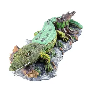 

1PC Resin Crocodile Landscaping Vivid Pneumatic Crocodile Ornament for Fish Tank