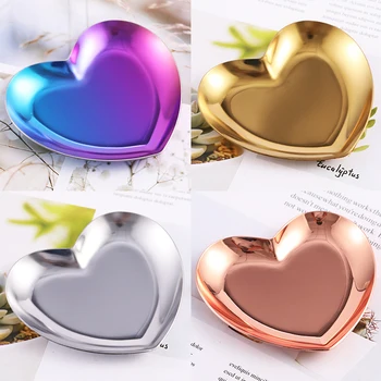 

1 Pc Metal Heart Rhinestone Nail Tips Decorations Container Palette Nail Art Tool Case Gold Silver Purple Mixed Colors Empty Box