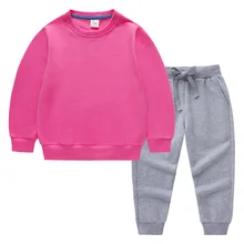 

2021 Spring/autumn Children's Clothing Children's Sweater Trousers Two-piece Solid Color Baby Cotton Long-sleeved Suit