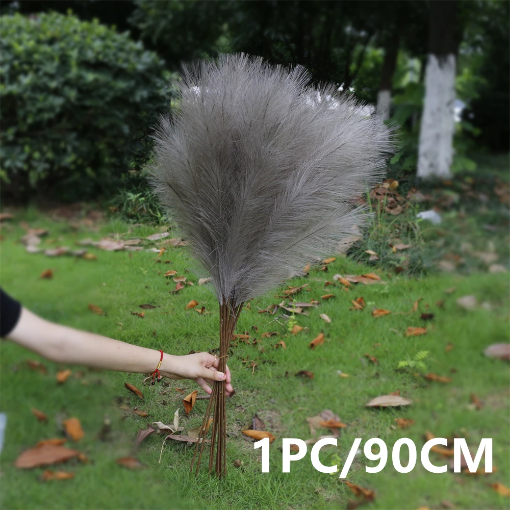 1Pc Artificial Pampas Grass Decor Plume Grass Fake Phragmites Australis Home Decor Vase Wedding Decorations Faux Reeds Plants