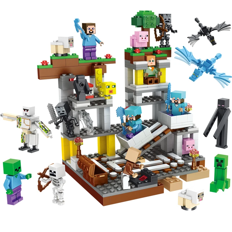 

The Mountain Mine SE Set Building Blocks With Steve Action Figures Compatible LegoINGlys MinecraftINGlys Sets Toys For Children