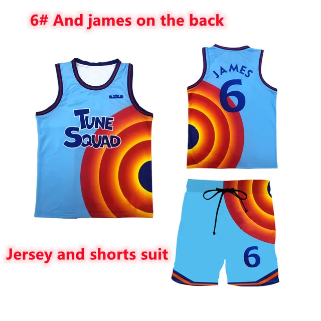 Movie Space Jam 2 Kids Jersey Vest Shirt Shorts Cosplay James Tune Squad Suit Summer Boys Girls Fashion Sportswear Clothes 6james suit
