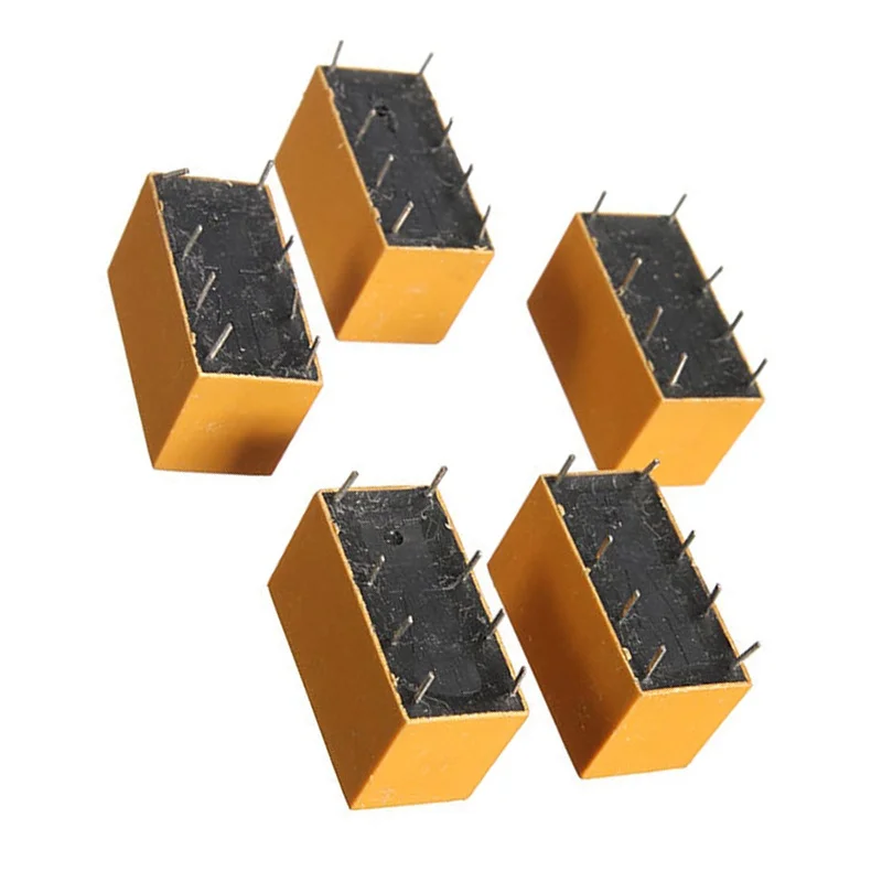 5 шт. DC12V SHG катушки DPDT 8 Pin 2NO 2NC мини силовые реле PCB типа HK19F желтый
