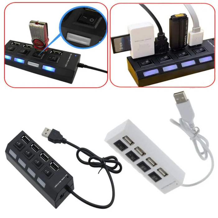7-Порты и разъёмы USB 2,0 концентратор с высокими Скорость адаптер On/Off переключатель для портативных ПК Офис DJA99
