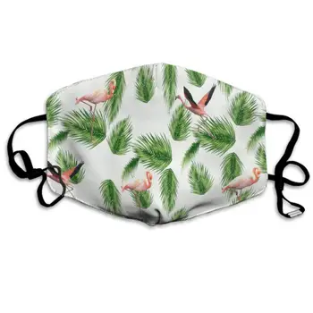 

CIGOCI Flamingo Green Palm Leaf Anti-Dust Earloop Mouth Masks for Women Men, Pollen Cycling Cosplay Half Face Mouth Mask -