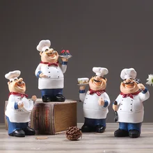 Европейские ретро модели шеф-повара украшения изделия из смолы мини-статуэтки шеф-повара белая верхняя шляпа повара домашняя кухня ресторан бар кофе Декор
