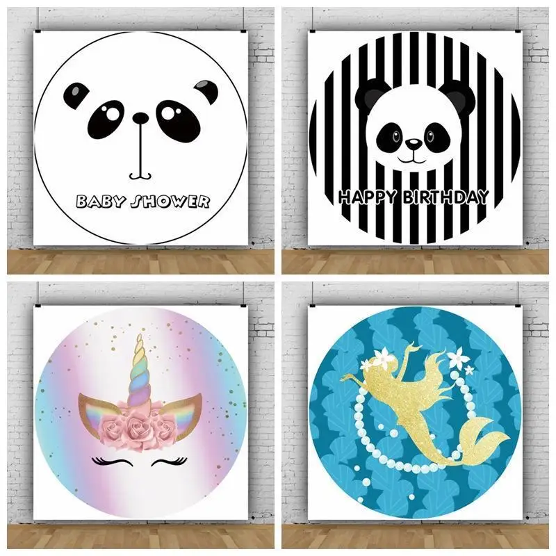 Newborn Baby Shower Kids Birthday Circle Photo Background Panda Unicorn Mermaid Girl Boy Photography Backdrops | Электроника