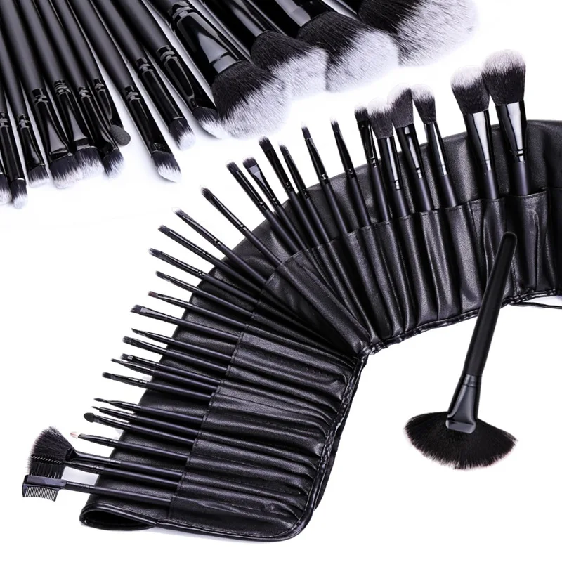 32pcs Makeup Brushes Set Foundation Eyeshadow Lip Powder Eyebrow Eyelash Comb Kit Concealer Brush Blush Brush With Bag MKXJ