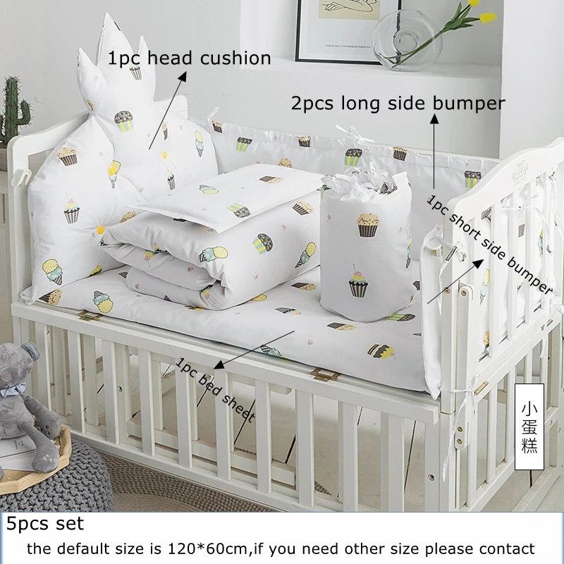 Baby Bed Bumpers Baby Cot Protection Bedding Kit Surroudings Cotton Removable Washble Children's Beds