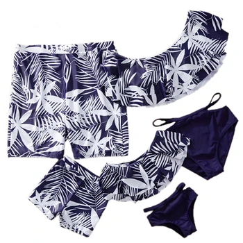 

Family Matching Swimwear Mother Daughter Bikini Swimsuits Father Son Swimming Bath Shorts Mommy Dad and Me Clothes