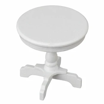 

1/12 Dollhouse Wooden Furniture Miniature Round Table Desk Kitchen 1pc Birch mini round table tabletop diameter 5.5cm