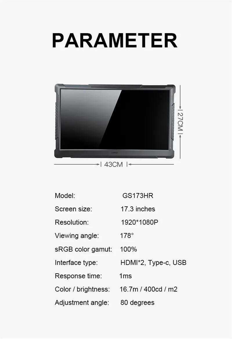 G-STORY 17," HDR глаз-Уход Портативный Comput PC монитор Hdmi для ноутбука, Xbox, переключатель и Ps4 FreeSync Портативный ЖК-игровой монитор