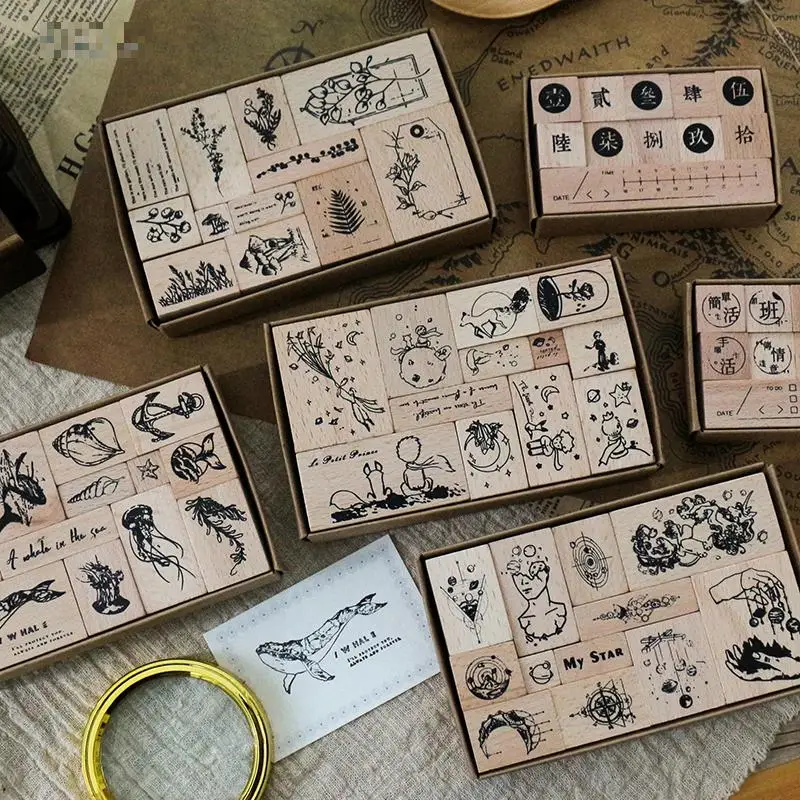 1 комплект винтажный завод КИТ планета штамп DIY деревянные резиновые штампы для