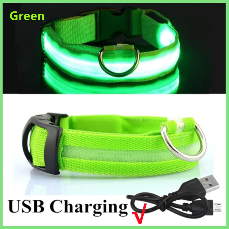 LED Glowing Dog Collar Adjustable Flashing Rechargea Luminous Collar Night Anti-Lost Dog Light HarnessFor Small Dog Pet Products leather dog collars