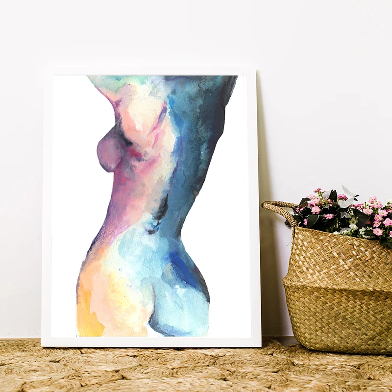 Обнаженная женщина цвет абстрактная живопись Nudeart Эротика стены граффити Печать