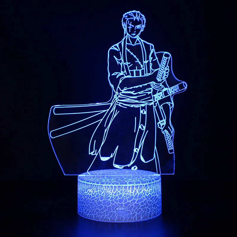 MY-1034 Novelty Lighting One Piece Anime 3D illusion LED Lamp Luffy Zoro Model Night LightsKids Room Decoration Creative Christmas Gifts - Color: MY-1034