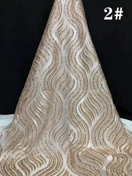 

Beautiful Glued glitter sequins French mesh dress models design African lace fabric sequins Nigeria lace dress wedding dress 5 y
