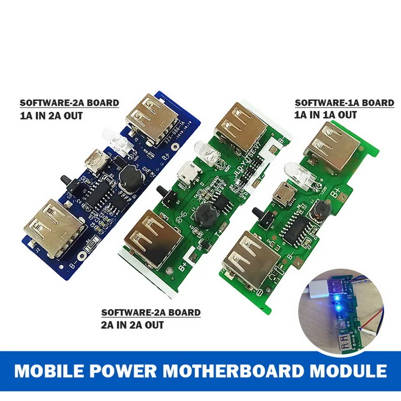 

DC 5V 2A Mobile Power Bank Charger Control Board Micro USB Polymer Lithium Battery Charging Board DIY Step Boost Module