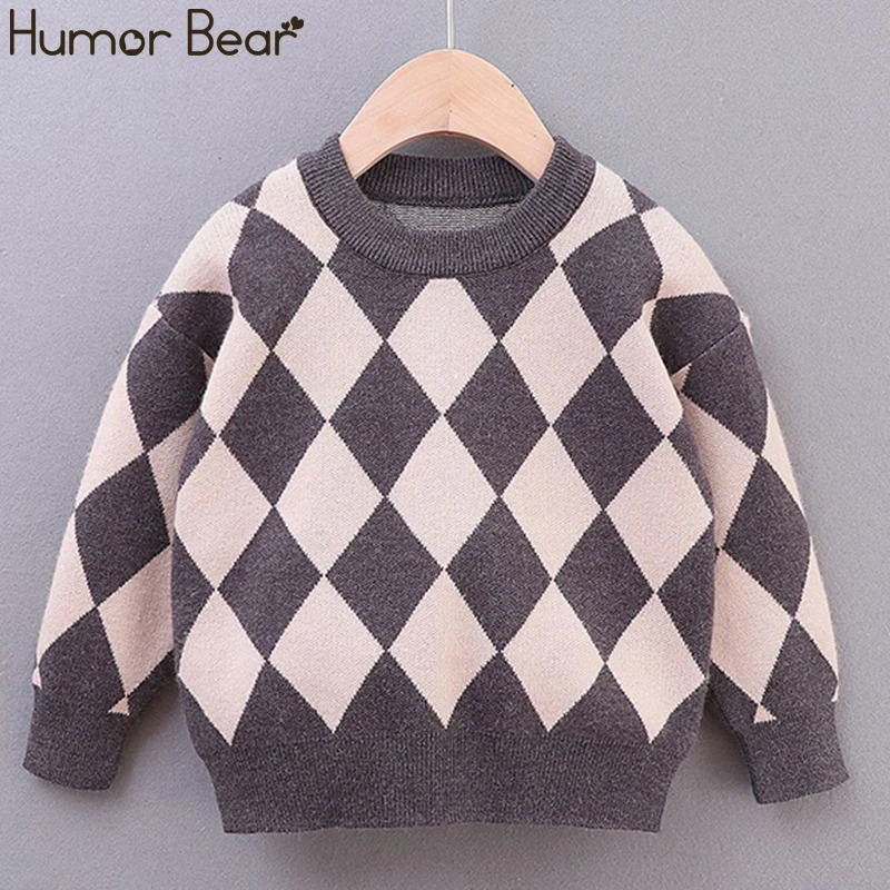 Humor Bear/Модный осенне-зимний свитер для мальчиков; Новинка года; свитер с длинными рукавами в Корейском стиле с бриллиантами для маленьких мальчиков