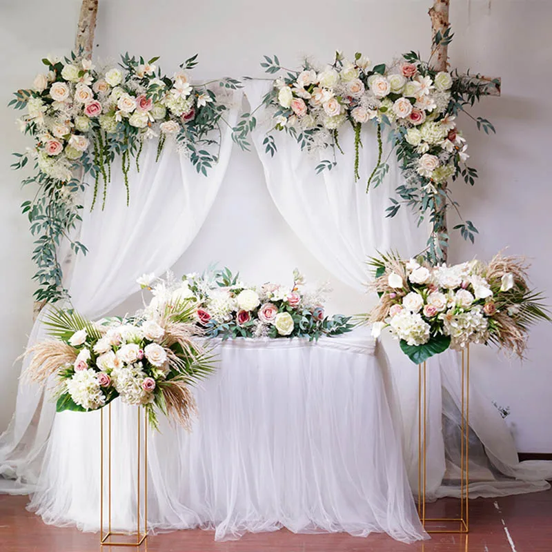 

3D DIY Wedding stage background decor artificial flower wall Arch silk rose hydrangea design decor flower wall fake flower ball