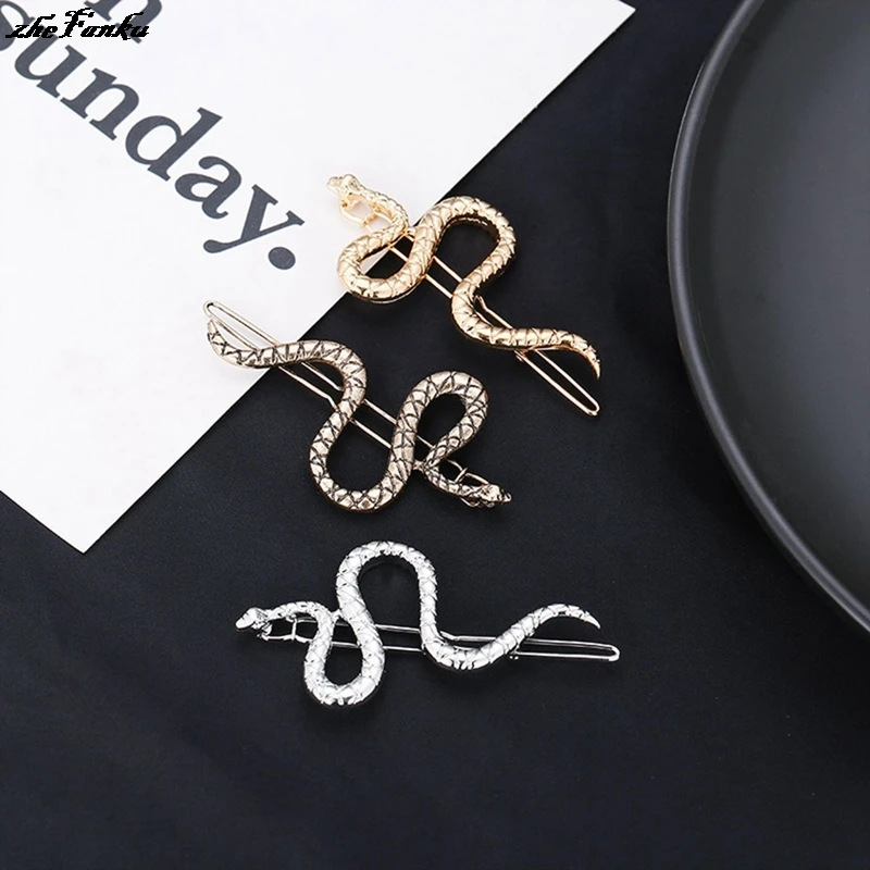 Punk Rock Hairpins Snake Animals Gold Metal Shape Hair Clips For Women Party Headpiece Hairgrips Accessories | Украшения и