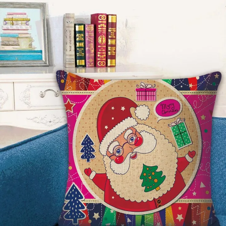 Рождественская подушка крышка рождественские украшения подушки чехол s Санта Клаус полиэстер подушка чехол Обложка с утолщённой меховой опушкой - Цвет: Бургундия