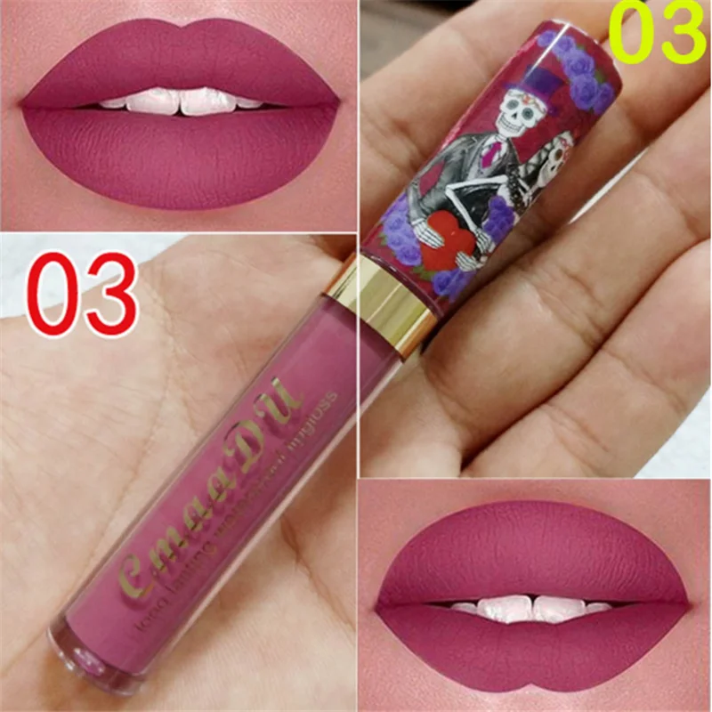 Fashion 6 Colors Women Waterproof Lip Stick Long Lasting Matte Lip Sticks Skull Lipstick Female Lip Cosmetics Makeup Beauty