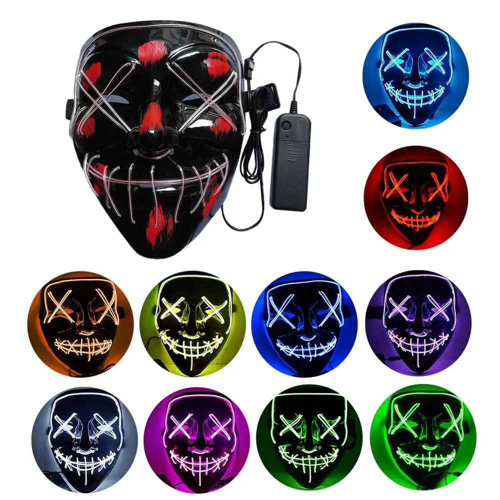 

NEW 20 Colors Halloween Mask LED Maske Light Up Party Masks Neon Maska Cosplay Mascara Horror Mascarillas Masque V for Vendetta