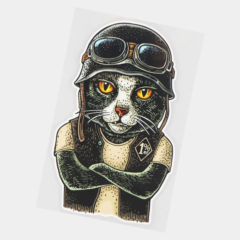 

JuYouHui Exterior Accessories Decal Cool Cat In Sports Helmet Glasses Funny Cartoon Car Stickers Decoration Decals