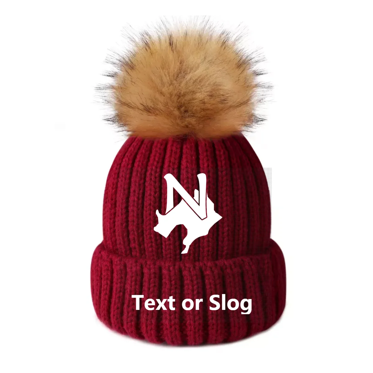 Real Fox Pom Pom Beanie 