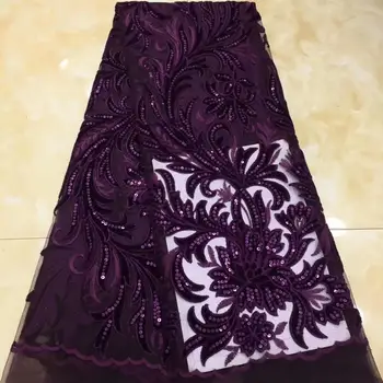 

New Design Velvet With Sequins African French Velvet Lace Fabric High Quality Nigerian Velvet Lace Fabric For Garment FD1210
