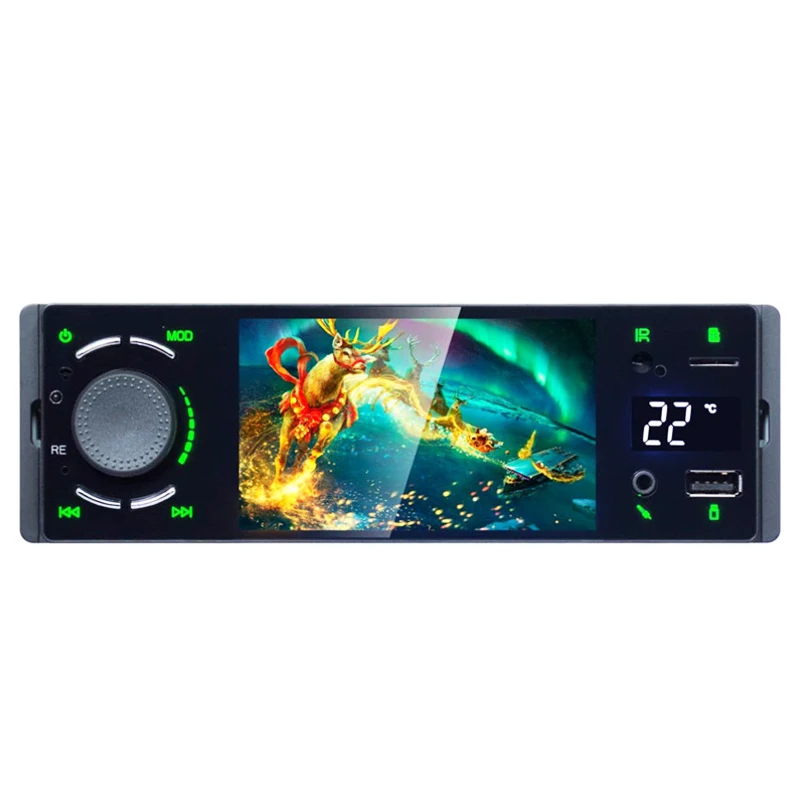 

4.1" Car Radio 1 Din Touch Screen Stereo Audio Video BT Autoradio MP5 USB TF Temperature Display Handsfree In-dash