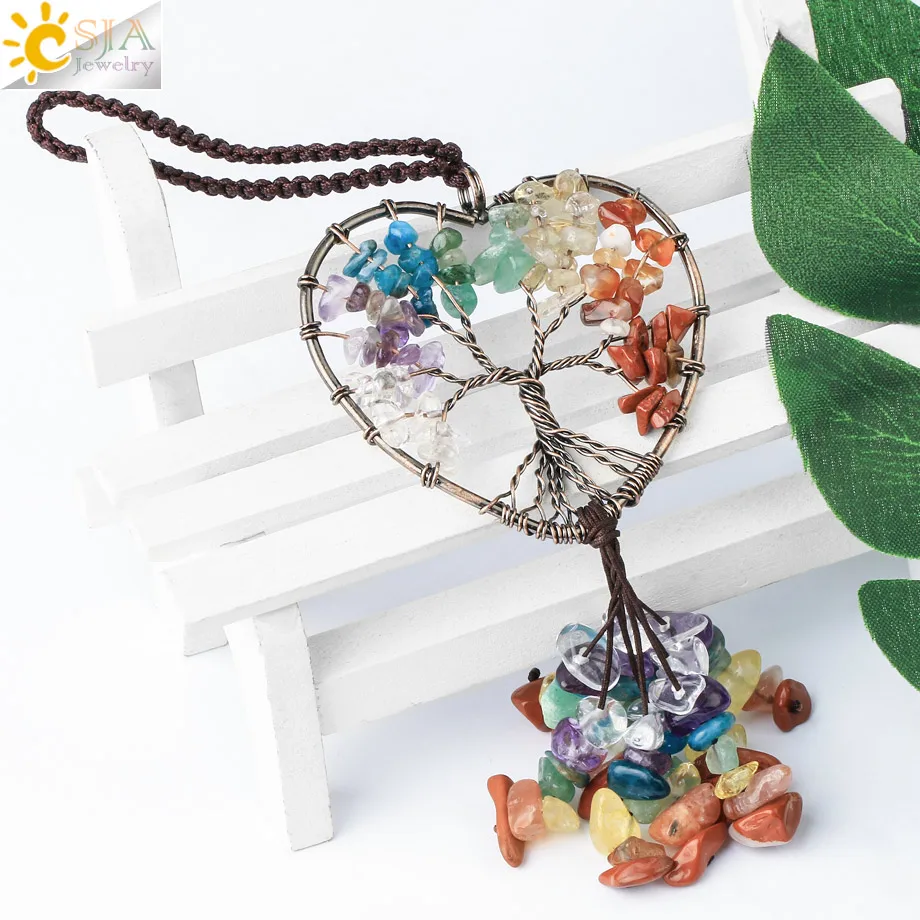 Arbre de Vie Porte Clef Original, Coeur 7 Chakra Guérir Cristal