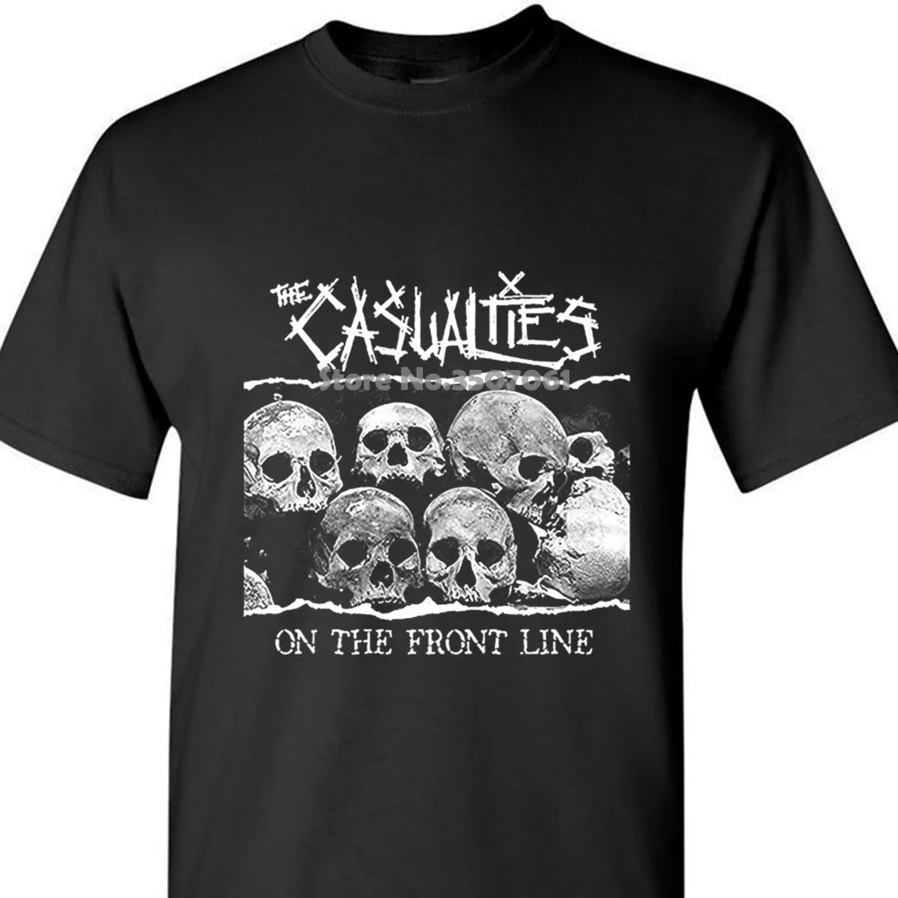

Novelty O-neck Tops The Casualties On The Front Line 2004 Skulls Album Cover Inspired Black T-shirt coat clothes tops