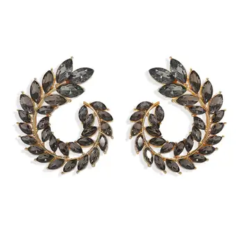 

BK Fine Jewelry Multi Color Crystal Earrings Rhinestone Loop Olive Branch Style Loverly Women Gothic Earrings Birthday Gift