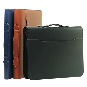 

A4 Zipper Padfolio Portable File Bag Luxury Folder With Calculator Organizer Memo Pads Business Manager Briefcase Stationery