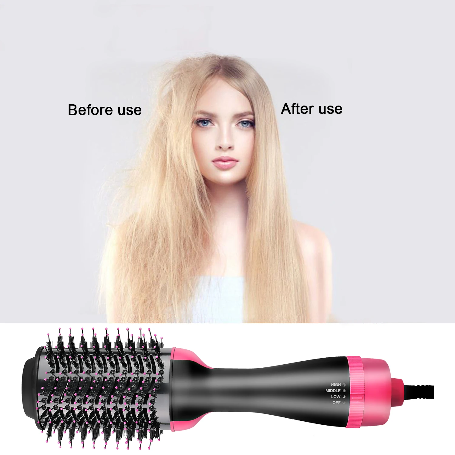 1000w profissional secador de cabelo escova 3 em 1 um passo íon negativo secador escova alisador cabelo modelador de ar quente escova rolo estilo