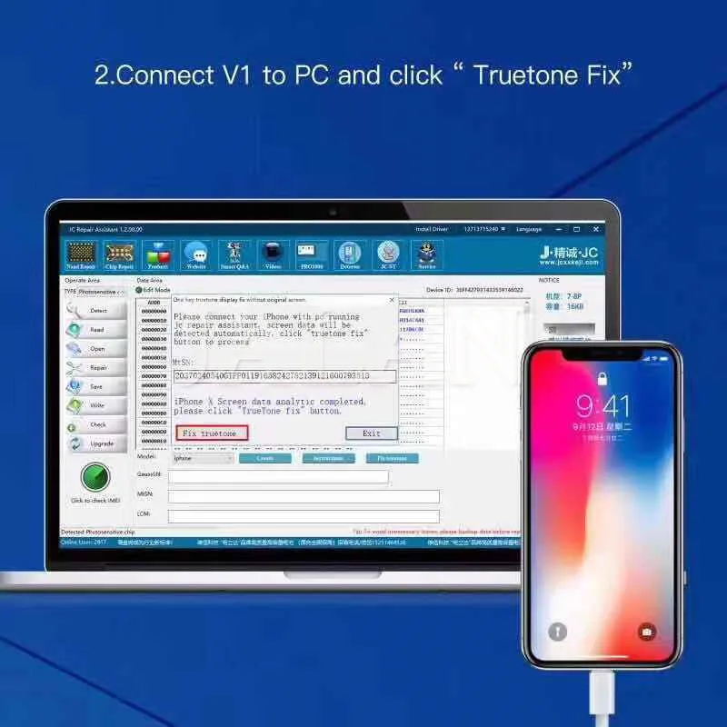 JC V1 датчик света настоящий тон Ремонт viration восстановление для iphone 6 7 Plus 8 Plus X XS MAX XR сенсорный чип JC PRO 1000S программист