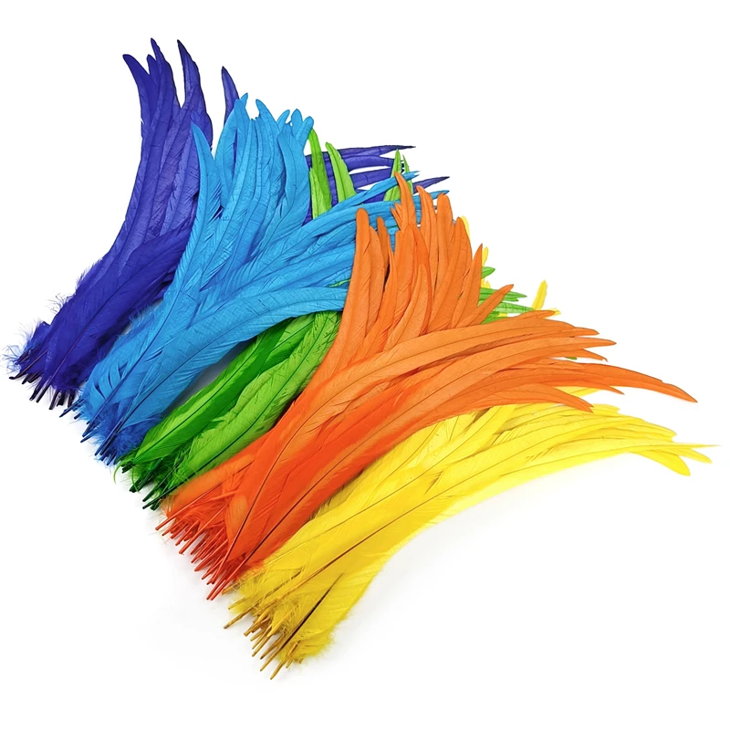 100Pcs/Lot 40-45cm Rooster Tail Feathers for Crafts Carnival Accessories Wedding Party Decoration Colored Long Feather Headdress