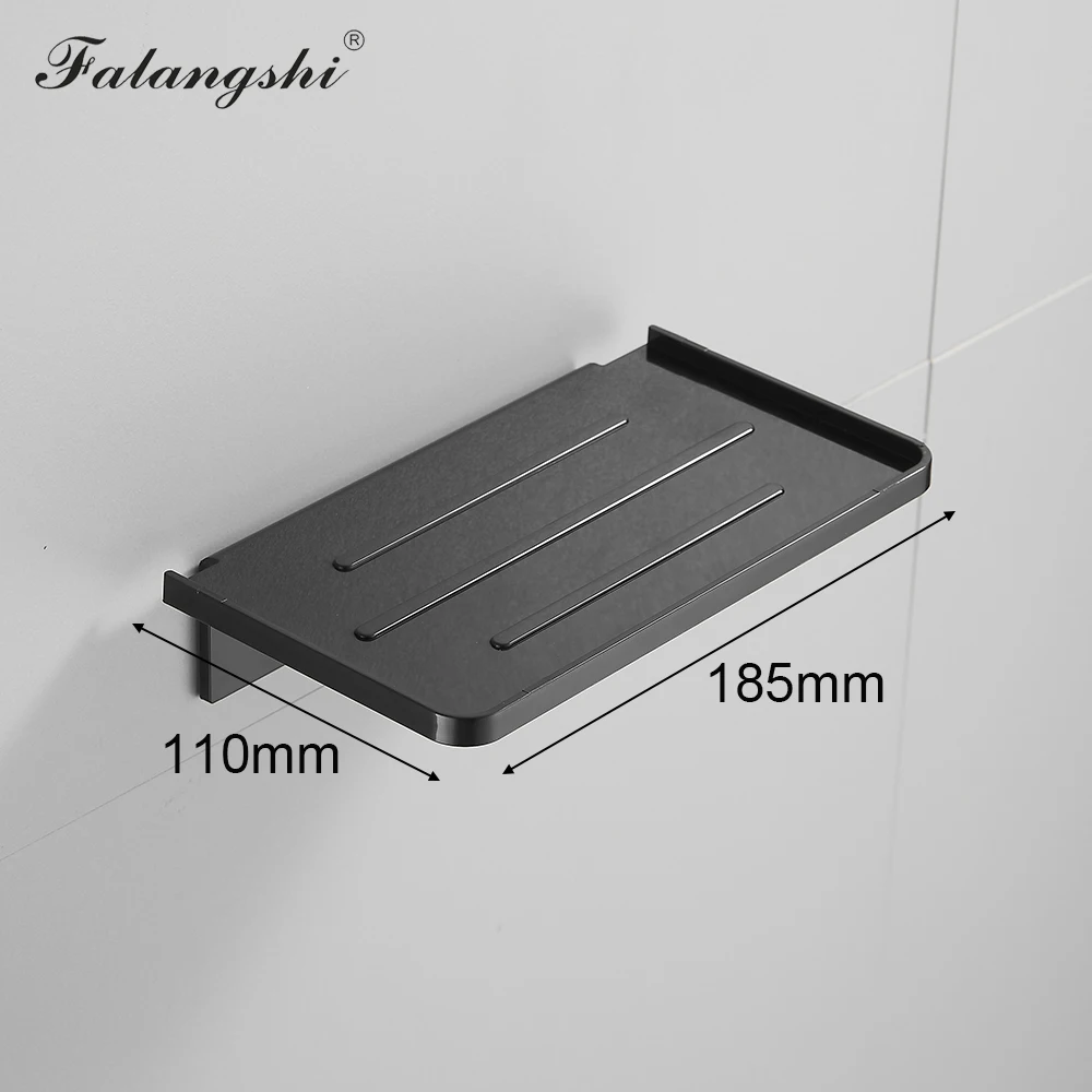 ABS Bathroom Shelf Storage Rack Black Shelves Wall Holder Shower Basket Phone Storage Bathroom Organization WB8011 6